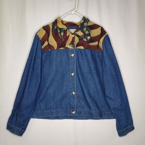 Coldwater Creek Embroidered Denim Jacket Women‎ 3X American Flag USA Patriotic